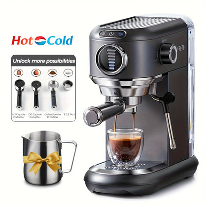 Espressomachine – Koffiemachine – Pistonmachine – Cappuccinomachine – Mini Koffiezetapparaat – 19 Bar Pompdruk – Afneembare 1,1L Watertank