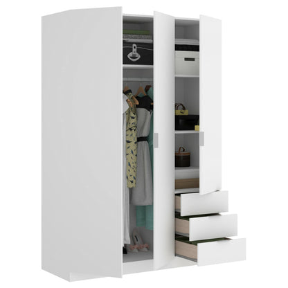 Wardrobe 3 Doors in Front of Astru, Mobile Hangers for Bedroom, 3-Drawer Wardrobe, 121X52H184 Cm, Available in 3 Colors