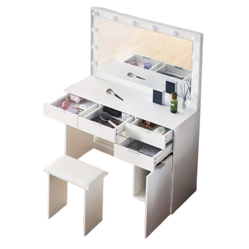 Make-uptafel – Kaptafel – Schminktafel – Make-up Bureau – Cosmeticatafel – Verstelbare LED-verlichting – Ruime Opberglades – Wit Modern Design