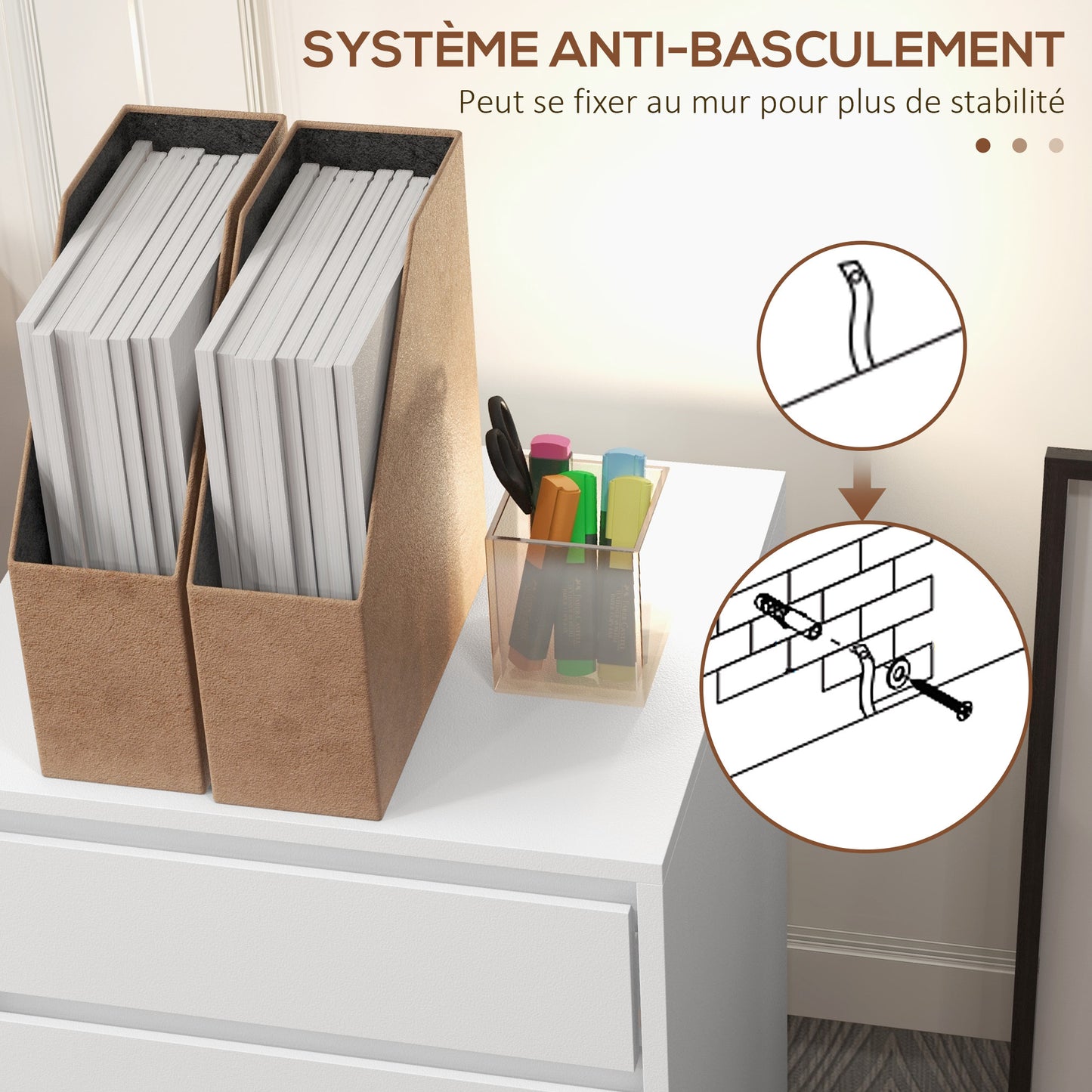 Mobiele Ladekast – Opberglade Kast – Bureaukast – Rollende Ladekast – Kantoorkast – 4 Lades – E1 MDF Hout – Wieltjes Met Rem