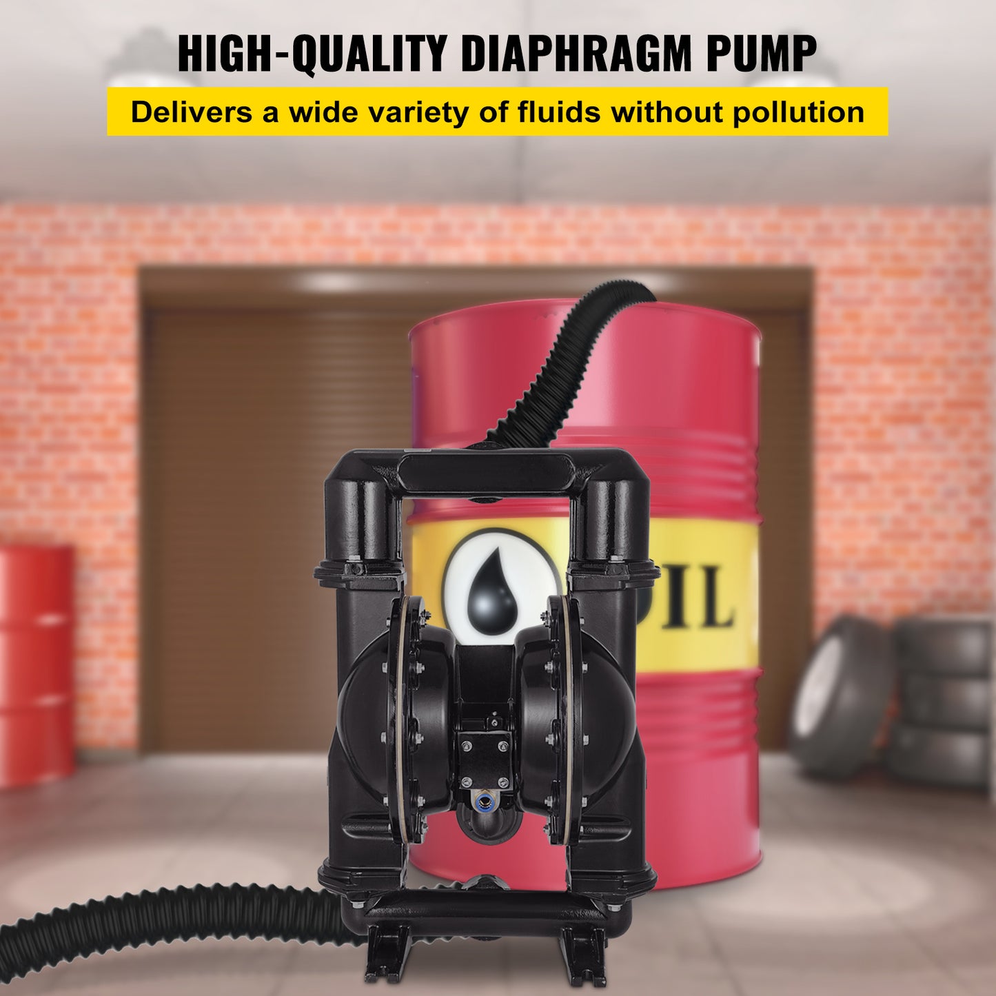 Membraanpomp – Drinkwaterpomp – Waterpomp – Dubbele Membraanpomp – Pneumatische Pomp – Aluminium Behuizing – 75 GPM Capaciteit – Max 120 PSI Druk