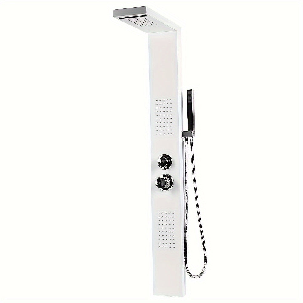 Douchepaneel – Douchekolom – Regendouche – Wandpaneel – Handdouche – 4-Functies – 130 cm Hoog – Duurzaam Corrosiebestendig Materiaal - Wit