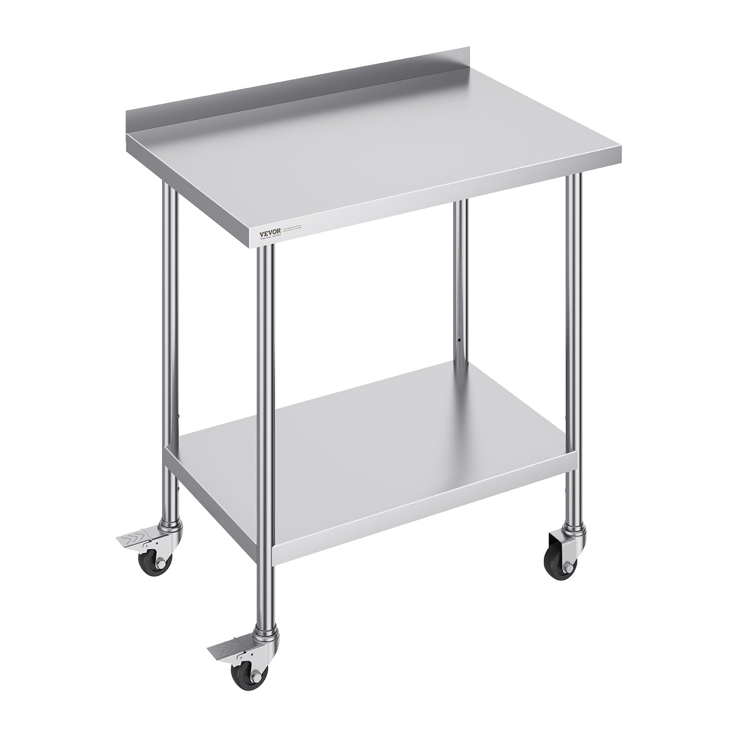 Roestvrijstalen Werktafel – RVS Werkbank – Keukentafel – Cateringtafel – Werkbank Op Wielen – 61x91,5x102 cm – 0,8 mm Roestvrij Staal