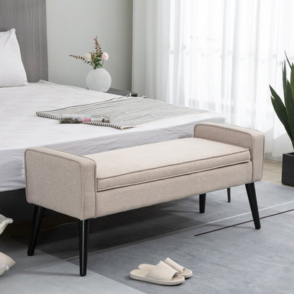 Opbergbank – Opbergbank – Zitbank – Opbergkist – Bankje – Linnen-Look Stof – 120x45x54 cm – Houten Pootjes – 120 kg Draagkracht