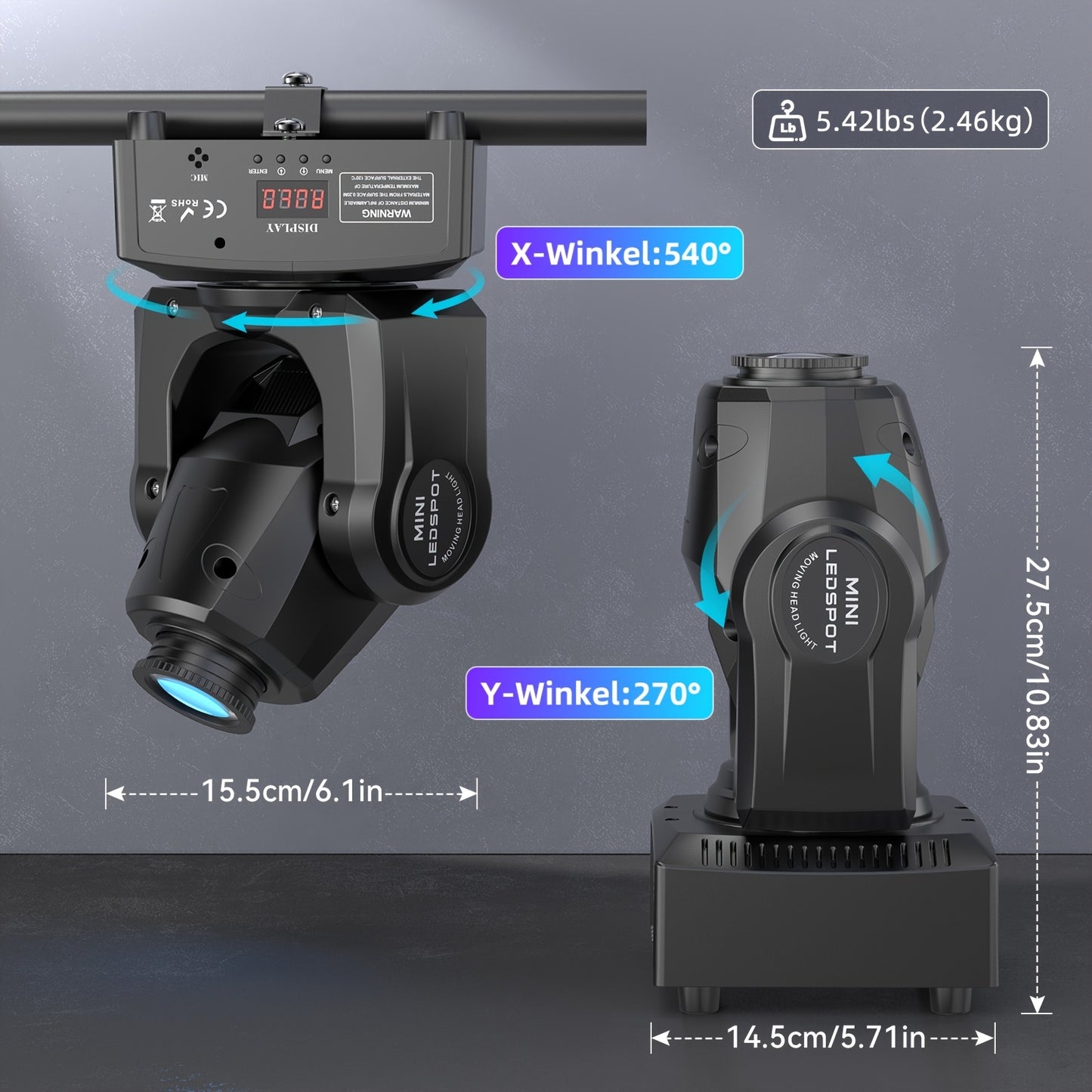 RGBW Moving Head Stage Lamp – LED Party Licht – DJ Verlichting – Club Spot – Theater Lamp – Set van 4 – 150W Krachtige LED – Aluminium Behuizing Duurzaam