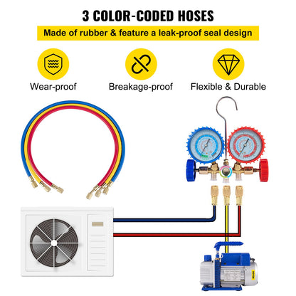 Vacuümpomp – Vacuüm Pomp – Refrigeratie Pomp – Airconditioner Pomp – Koeltechniek Set – 4 CFM Capaciteit – 1/3 PK Motor
