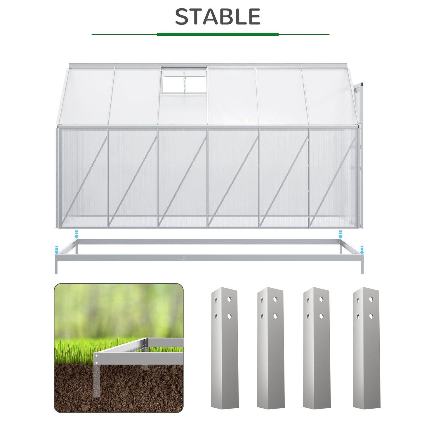 Tuinkas – Kweekkas – Serre – Plantenkas – Transparant – Aluminium Frame – 7,1 m² – Verstelbare Ventilatie