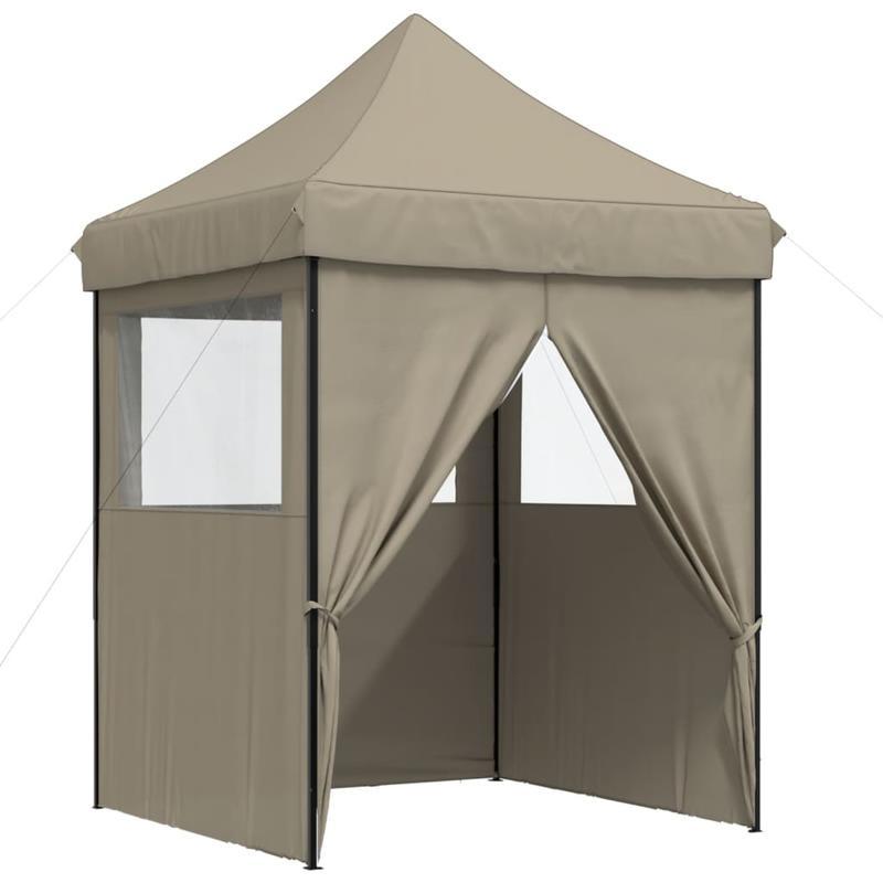 Portable Foldable Pop-Up Party Tent with 4 Walls - Instant Setup, Sturdy Frame & Taupe Beige/Brown Canopy, Easy Setup for Weddings, Camping, Backyard Events - Lightweight Outdoor Shelter with Space (No Tools Required)