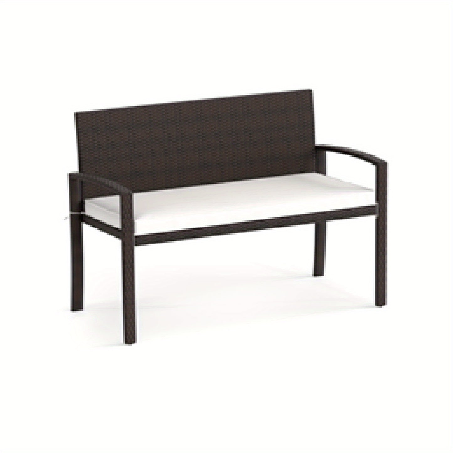 Tuinbank – Buitenbank – Balkonbank – Patio Bank – Zweezits Tuinmeubel – Polyrattan – Lichtgewicht Metalen Frame – Verwijderbare Zitkussen – Duurzaam Bruin