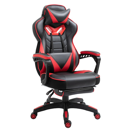 Gamingstoel – Gamestoel – Gaming Chair – Bureaustoel – Game Stoel – Ergonomisch Design – Verstelbare Rugleuning Met Voetsteun – Zwart/Rood
