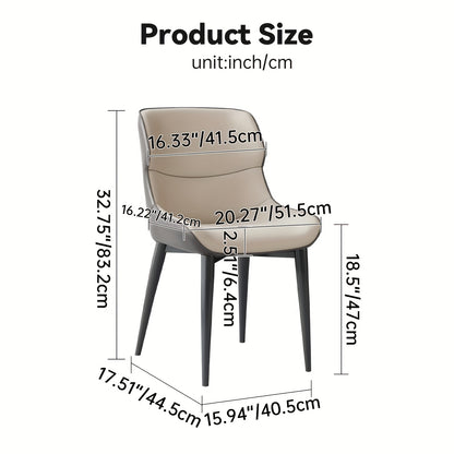2-Pack Modern PU Leather Dining Chairs with Cushioned Metal Legs - Soft Padded Seats & Backrests, Sturdy Tapered Legs, Easy-Clean Surface, Black & Light Gray Contemporary Kitchen Chairs for Home, Restaurant, Breakfast Nook -