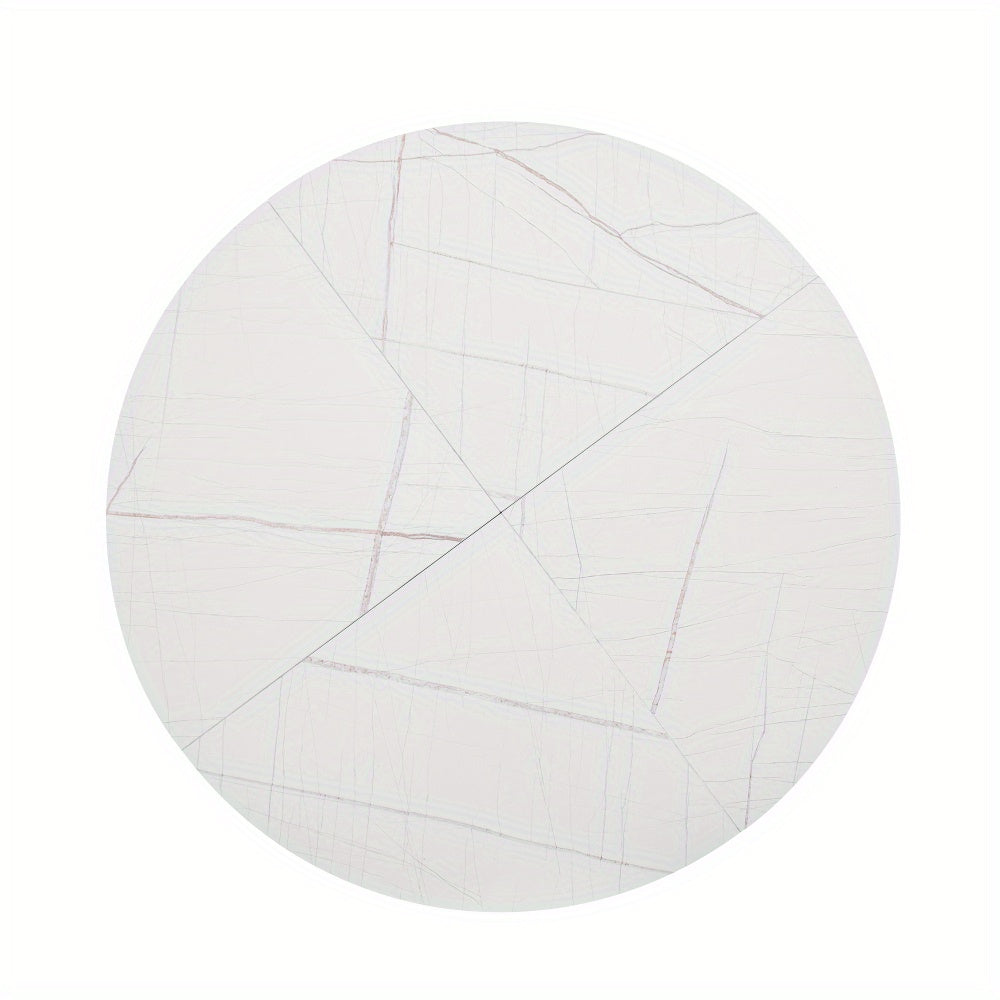 Ronde Eettafel – Eetkamertafel – Keukentafel – Tafel – Woonkamertafel – Wit Marmerlook Blad – Gouden Metalen Poten – Compact & Ruimtebesparend – Krasbestendig & Stevig
