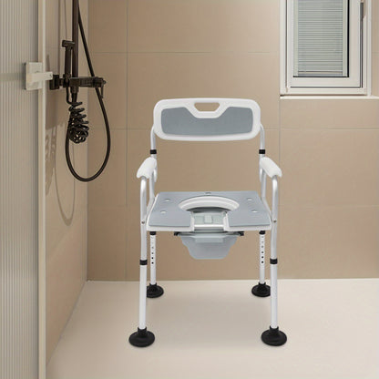 Douchekruk – Douchezitje – Douchestoel – Badkruk – Douchebankje – Verstelbaar 79-88 cm – Antislip Voetkussens Grijs