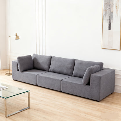 Wolkvormige Modulaire Bank – Slaapbank – Zitzak – Loungeset – Modulair Meubel – Grijs – Zachte Chenille Bekleding – Diepe Zitting