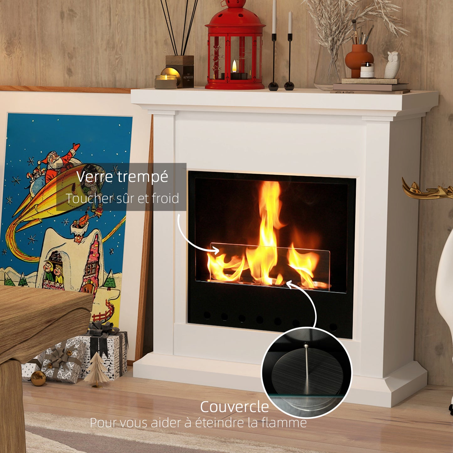 Bio Openhaard – Bio Ethanol Haard – Bio Ethanol Kachel – Sfeerhaard – Vrijstaande Haard – 63,5x24x66 cm – 3 Uur Brandduur – Hittebestendig Glas