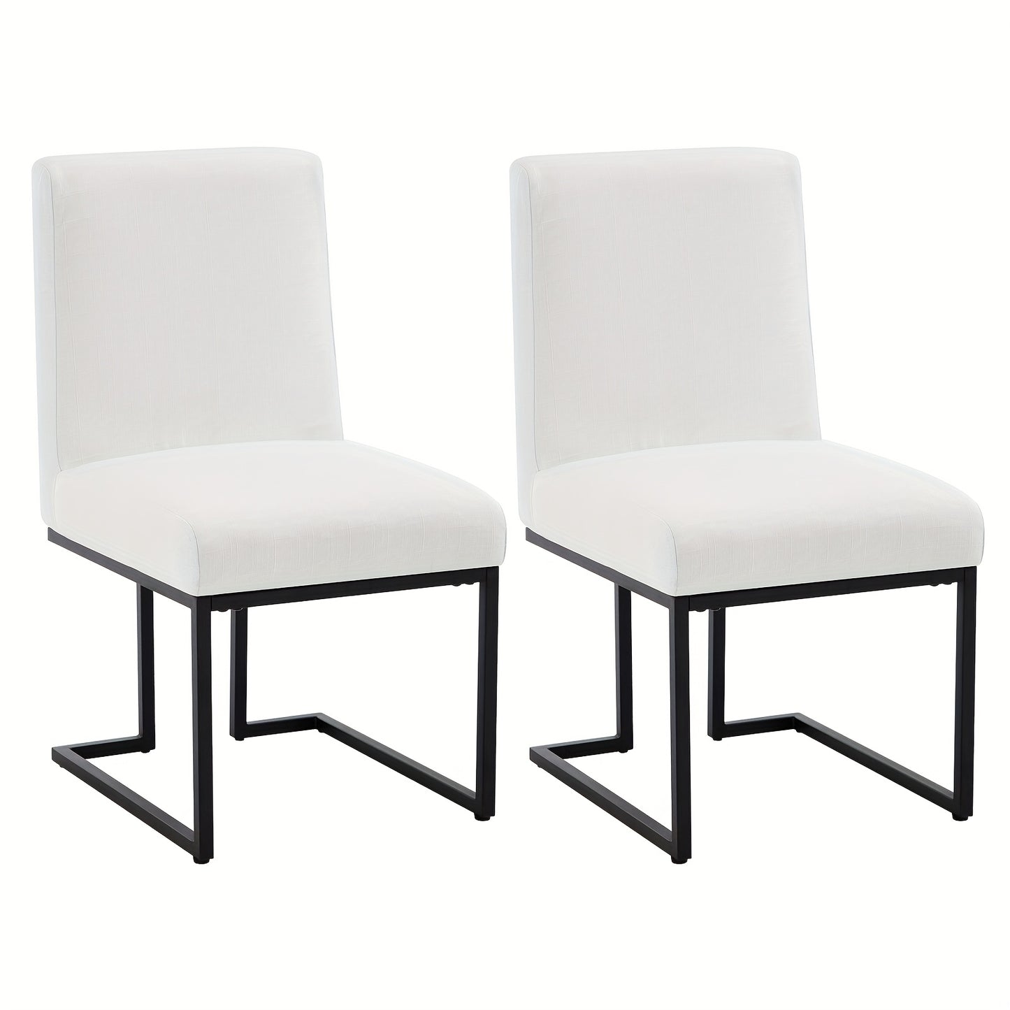Eetkamerstoel – Stoel – Kuipstoel – Keukenstoel – Zithoekstoel – Set van 2 – Modern design – Gestoffeerde zitting met matte zwarte metalen frame
