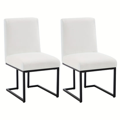 Eetkamerstoel – Stoel – Kuipstoel – Keukenstoel – Zithoekstoel – Set van 2 – Modern design – Gestoffeerde zitting met matte zwarte metalen frame
