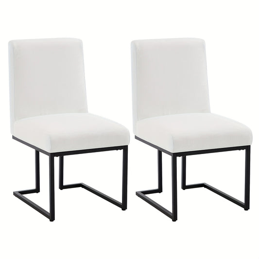 Eetkamerstoel – Stoel – Kuipstoel – Keukenstoel – Zithoekstoel – Set van 2 – Modern design – Gestoffeerde zitting met matte zwarte metalen frame