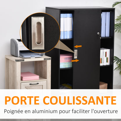 Archiefkast – Opbergkast – Kantoorkast – Dossierkast – 2-Deurs Met Slot – 80x40x120 cm – Spaanplaat Zwart