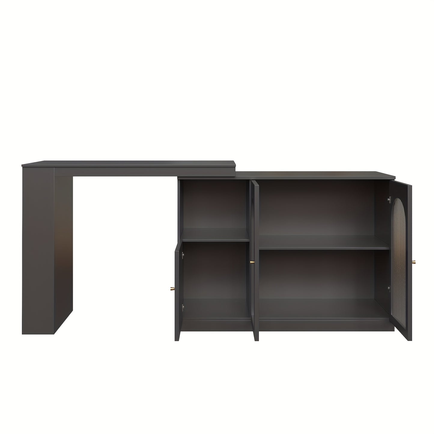 A 360-Degree Rotating Bar (Dimensions 120 X 40 X 97 Cm), Featuring a Sleek Modern Design with Black Rotating Dining And Bar Cabinets, Offering Multifunctional Storage Equipped with Glass Doors.