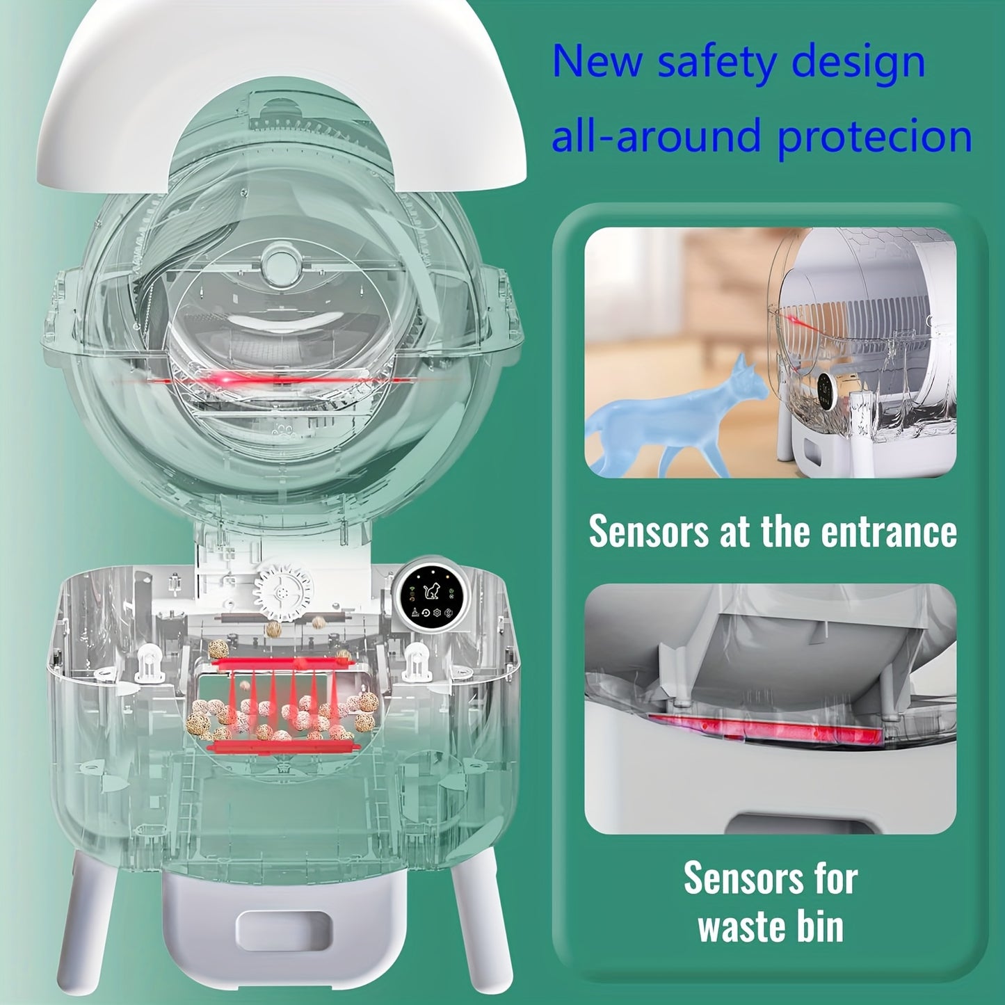 Zelfreinigende Kattenbak – Automatische Kattenbak – Smart Kattenbak – Zelfreinigend Kattenbak – Hygiënische Kattenbak – 90 Liter Inhoud – App-bediening & Veiligheidssensor