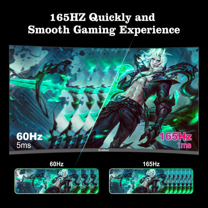 27 inch Curved Monitor – Gaming Monitor – Gaming Scherm – PC Monitor – Computer Scherm – 165Hz Verversingssnelheid – 1ms Reactietijd