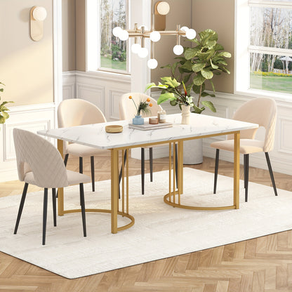 Eettafel – Tafel – Dinertafel – Keukentafel – Tafeltje – Wit Gouden Marmer – Verstelbare Poten – Compacte Afmeting 140x80 cm