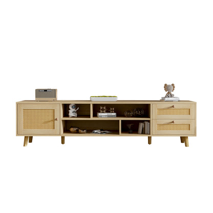 tv-meubel – tv-kast – televisiekast – mediameubel – tv-standaard – extra lang 160 cm – rotan natuurlijk – 2 lades & 1 deur – geschikt voor tv’s tot 70 inch