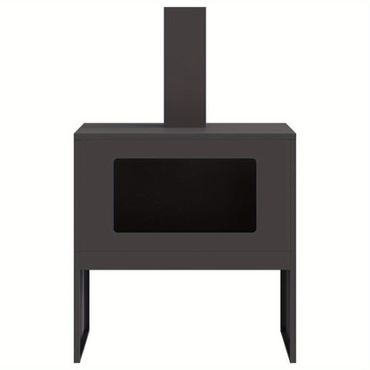 Vuurschaal – Vuurkorf – Tuinhaard – Buitenhaard – Terrashaard – Zwart Staal – Rechthoekig Design – 60x40x96 cm – Efficiënte Ventilatie – Opbergruimte