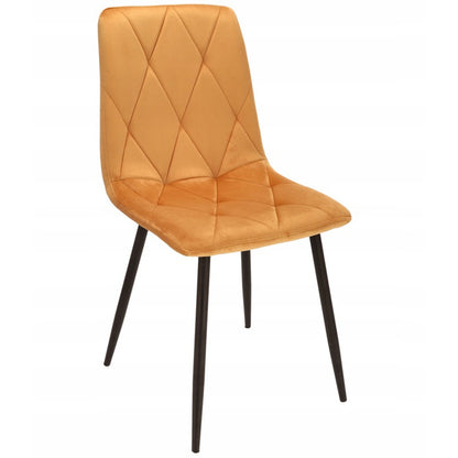 Fauteuil – Armstoel – Stoel – Eetkamerstoel – Loungestoel – Velours Bekleding – Met Metalen Zwarte Poot – Draagkracht 130 kg – Set Van 4