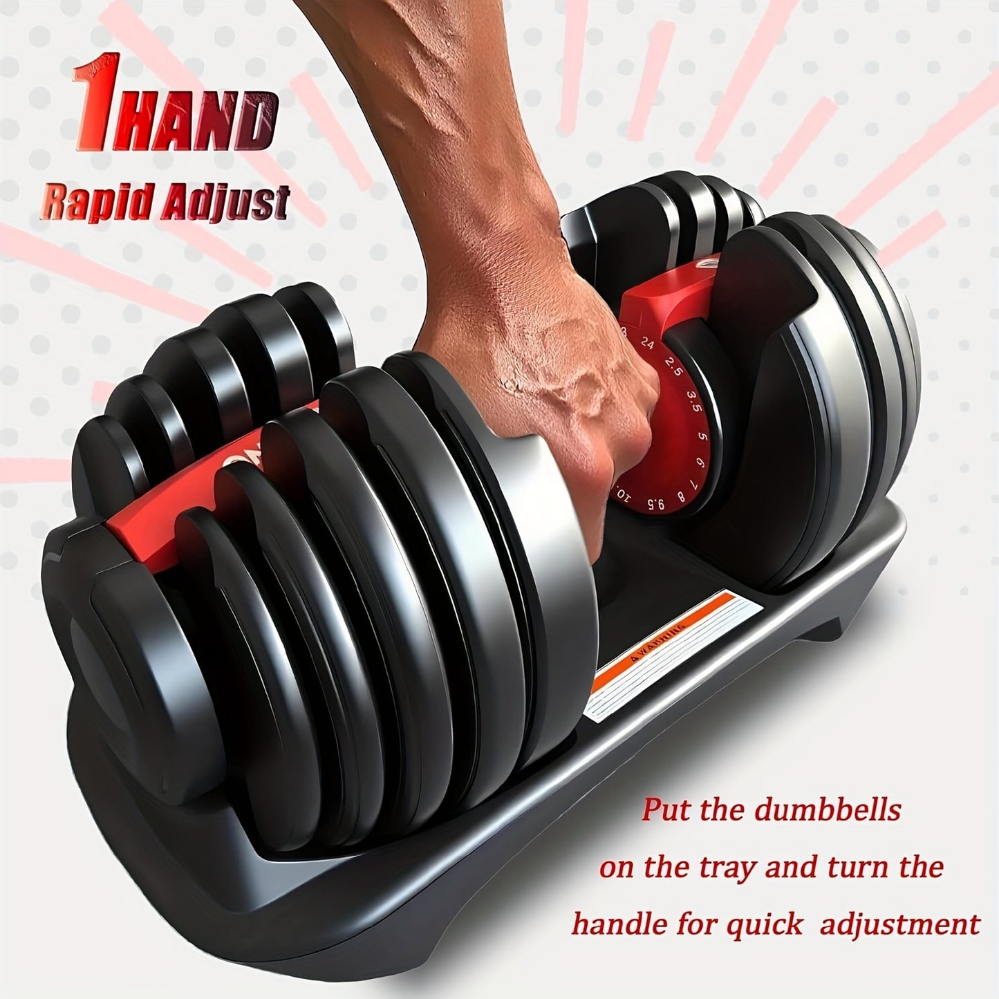 HAKENO 24Kg Adjustable Dumbbell, a Versatile 15-In-1 Weight System with Quick-Change Automatic Adjustments And Weight Plates for Home Fitness.