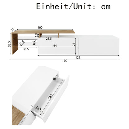 TV Meubel – Tv Kast – Meubel Tv – Tv Dressoir – Tv Unit – Wit Hoogglans – Glazen Legplanken – Ruime Opbergruimte