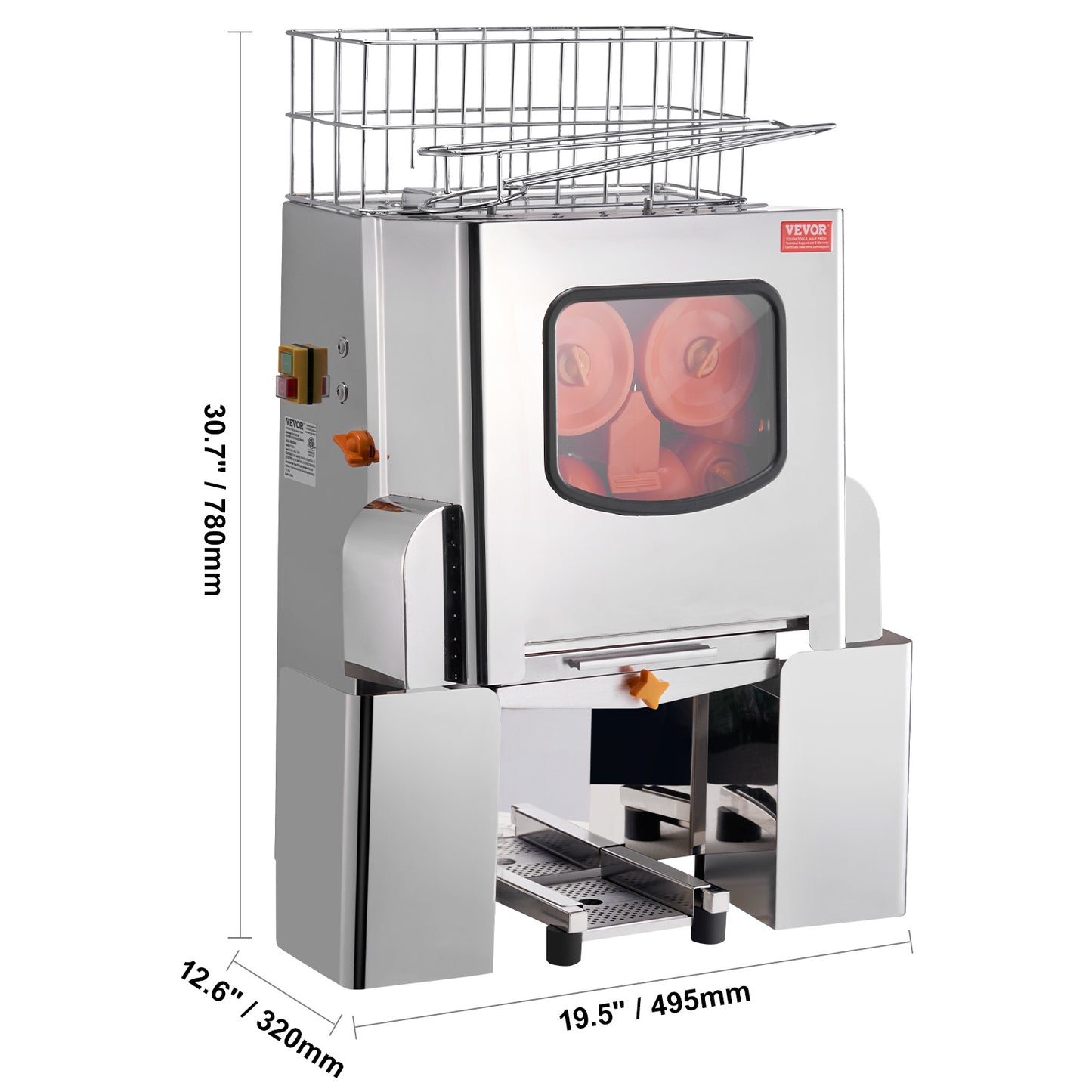 Sinaasappelpers – Citruspers – Fruitpers – Juicer – Sapmachine – Roestvrij Staal – 120W Krachtige Motor