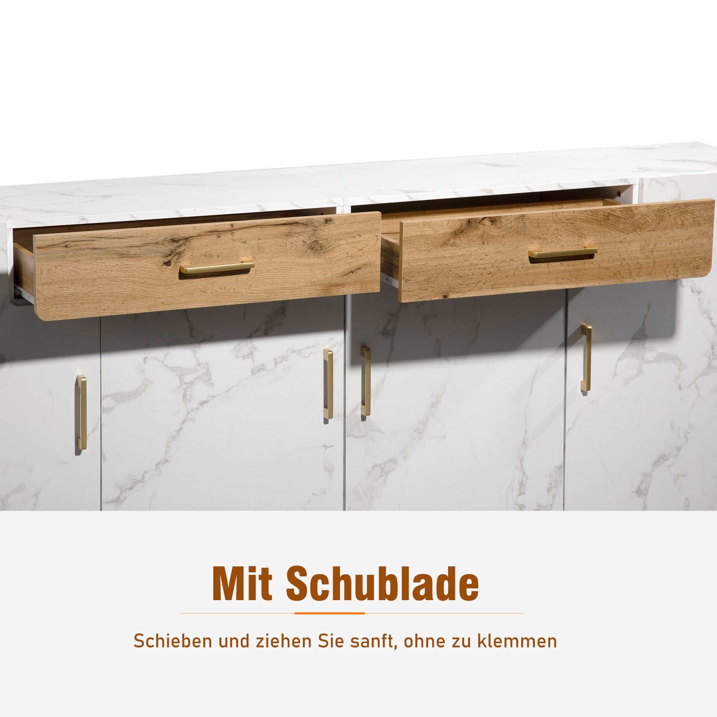 Sideboard – Dressoir – Tv-meubel – Buffetkast – Opbergkast – Houtlook Met Zwarte Accenten – 208x39,5x80 cm – MDF Met Melamine Coating