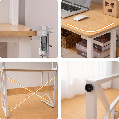Bureau – Computertafel – Bureautafel – Schrijftafel – Werkplek – 100x50 cm – Dubbele Legplanken Met Antislip – Y-Vormig Stalen Frame