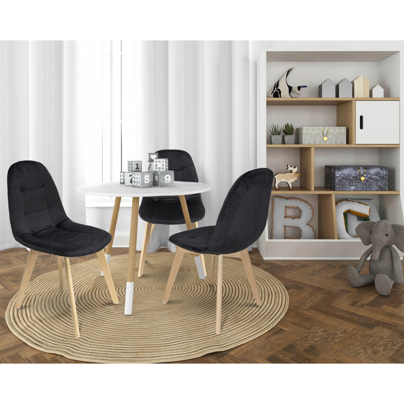 Eetkamerstoel – Stoel – Kuipstoel – Set Van 4 – Zwarte Velvet Bekleding – Beukenhouten Poot – Ergonomische Rugleuning – Draagvermogen 130 kg