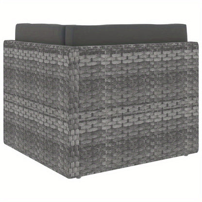 Loungebank Buiten – Loungeset Tuinbank – Buitenbank Modulaire Sofa – Allweather Bank Grijs – Weerbestendig Gevlochten Kunststof – Comfortabele Kussens Afneembaar