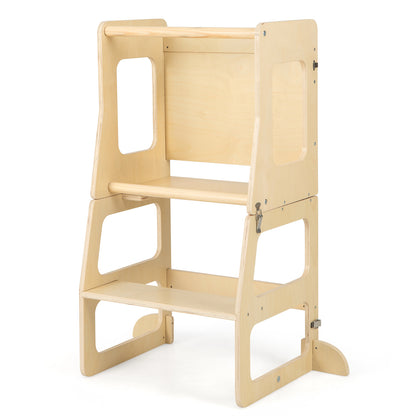 Loopstoel – Peuter Toren – Loopwagen – Loopstoeltje – Babyloopstoel – Houten 3-in-1 Stapelkruk – Inclusief Krijtbord – Veilig En Stevig Design