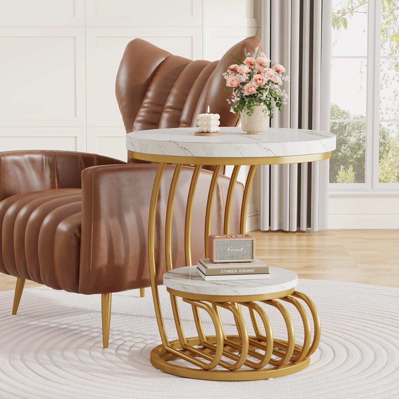 Eettafel – Tafel – Keukentafel – Landelijke Tafel – Houten Eettafel – Wit-Bruin – Stevig 4 cm Dik Tafelblad – Driehoekige Zware Voet - QUORE