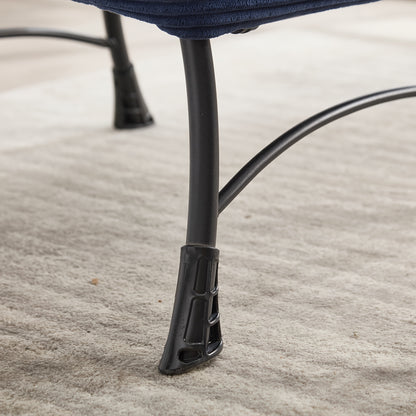 Lounge Chair – Relaxstoel – Fauteuil – Leunstoel – Hoekstoel – Navy Blauw – Met Voetenbank – Stevig Metalen Frame