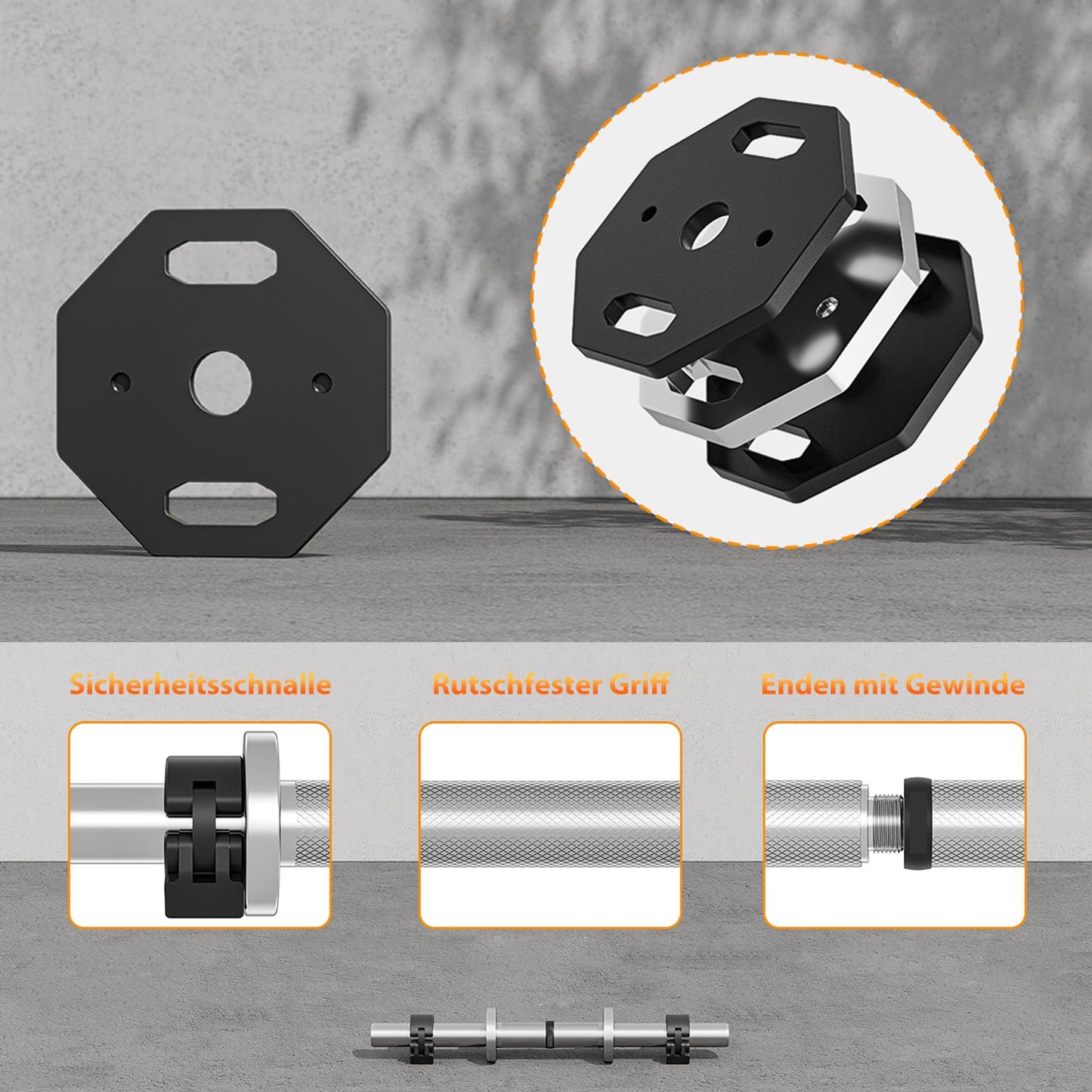 32kg Heavy-Duty Adjustable Dumbbell Set with Curl Bar & Straight Bar - All-in-One Home Gym Weights System, 32kg Total Weight (64lbs), Adjustable Weight Ranges, Sturdy Bars for Squats, Deadlifts, Press - Full-Body Strength Tra