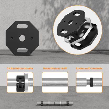 32kg Heavy-Duty Adjustable Dumbbell Set with Curl Bar & Straight Bar - All-in-One Home Gym Weights System, 32kg Total Weight (64lbs), Adjustable Weight Ranges, Sturdy Bars for Squats, Deadlifts, Press - Full-Body Strength Tra