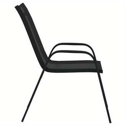Tuinstoelen – Tuinstoelen – Stapelbare Stoelen – Terrasstoelen – Buitenstoelen – Set van 6 – Grenenhouten Frame – Zwart Textilene Zitvlak