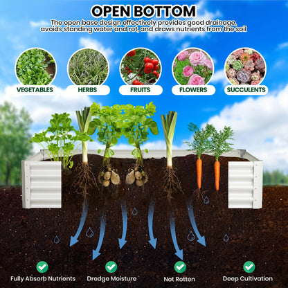 Verhoogde Plantenbak – Moestuinbak – Tuinbak – Plantbak – Bloembak – Gegalvaniseerd Staal – Groot Formaat 182x91x61 cm – Weerbestendig & Open Bodem Design