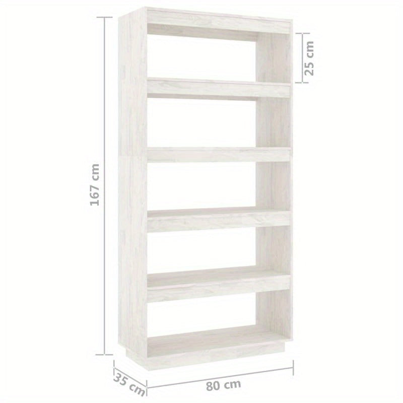 Bookshelf/Room Divider 80X35X167 Cm Made of Solid Pine Wood in White