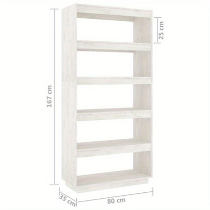Bookshelf/Room Divider 80X35X167 Cm Made of Solid Pine Wood in White
