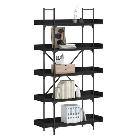 Boekenkast – Boekplank – Boekenrek – Opbergkast – Boekhouder – Zwart – 5 Planken – Compact – Hoogwaardig Hout – Ruimtebesparend – Modern Design