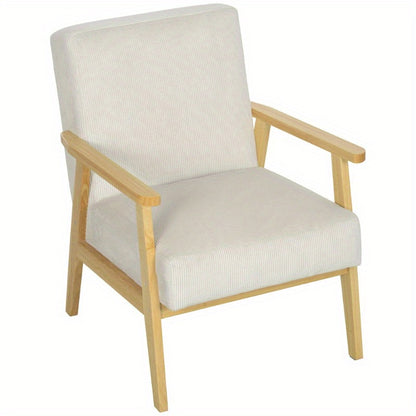 Loungebank Stoel – Fauteuil – Relaxstoel – Zitmeubel – Accentstoel – Geplaatst met Armleuningen – Crème Wit Gestoffeerd – Stabiele Metalen Poten – Gemakkelijk Schoon Te Maken