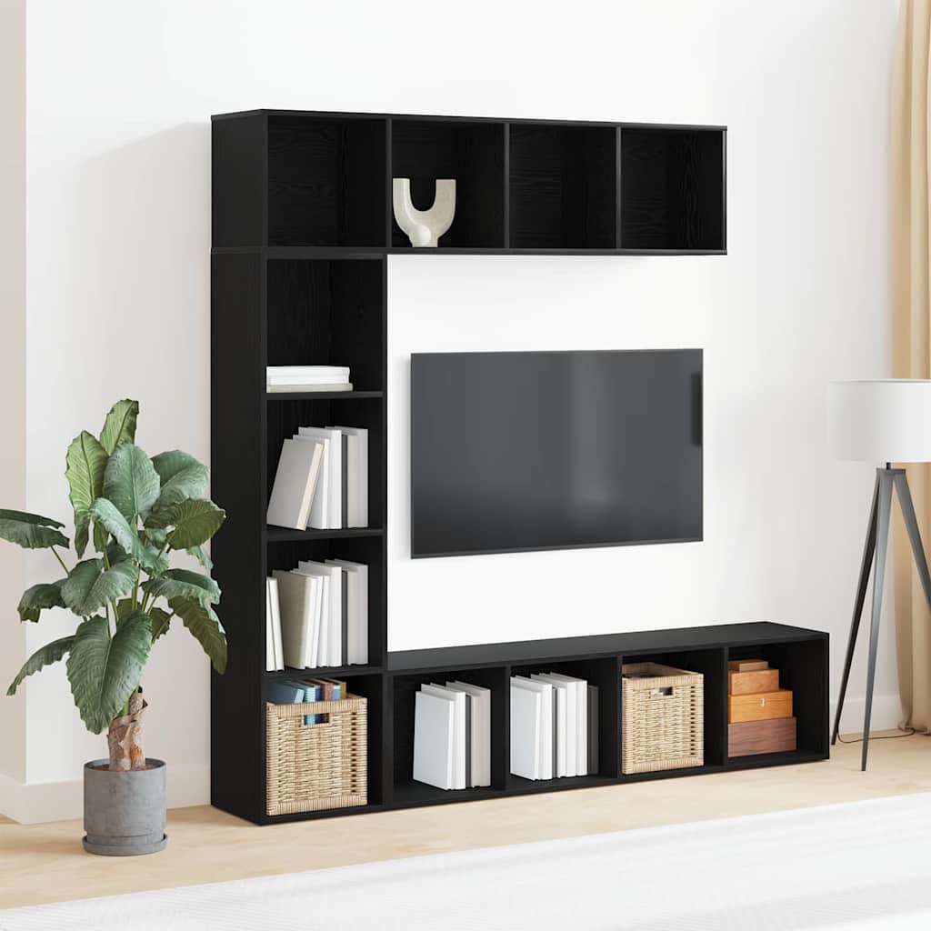 Boekenkast – Boekplank – Boekenrek – Opbergkast – Zwarte Eikenlook – Verstelbare Planken – 12 Ingebouwde Planken – Hoogwaardig Bewerkd Hout