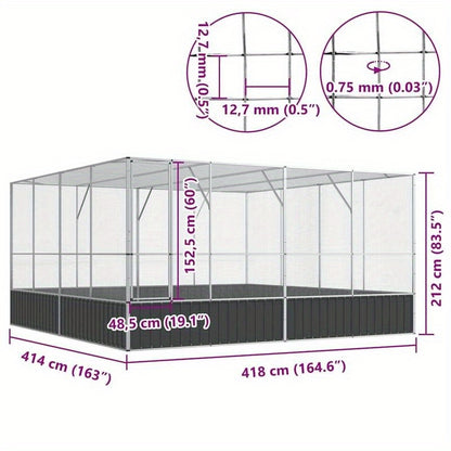 Easy to assemble Silvery bird 418x414x212cm portable steelaasy to clean backyard animal cage